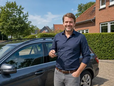 Verkäufer aus Ansbach mit dem verkauften Fahrzeug
